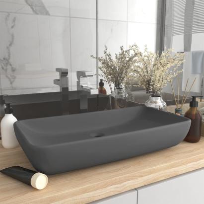 Chiuvetă de lux gri închis mat 71x38 cm ceramică dreptughiular GartenMobel Dekor