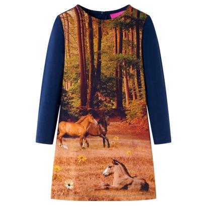 Rochie cu mâneci lungi pentru copii, bleumarin, 140 GartenMobel Dekor