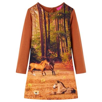 Rochie pentru copii cu mâneci lungi, coniac, 104 GartenMobel Dekor