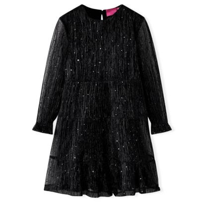 Rochie pentru copii cu mâneci lungi, negru, 104 GartenMobel Dekor