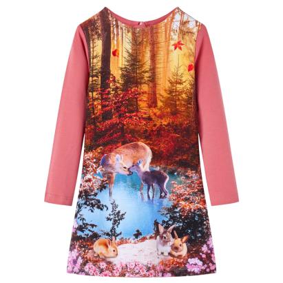 Rochie copii cu mâneci lungi, roz antichizat, 92 GartenMobel Dekor