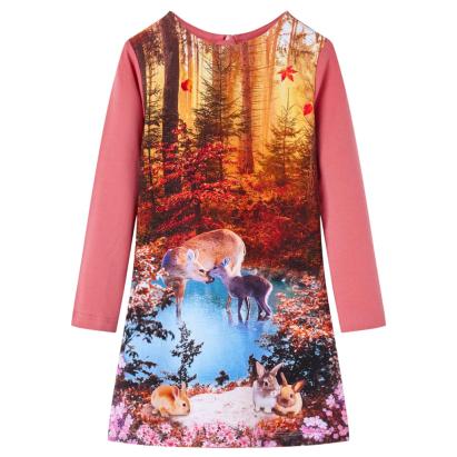 Rochie copii cu mâneci lungi, roz antichizat, 116 GartenMobel Dekor