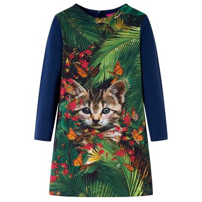 Rochie pentru copii cu mâneci lungi, bleumarin, 128 GartenMobel Dekor