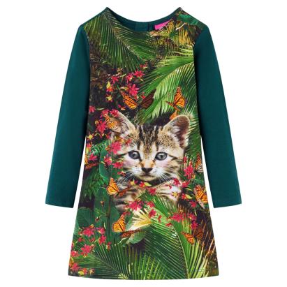 Rochie pentru copii cu mâneci lungi, verde închis, 92 GartenMobel Dekor