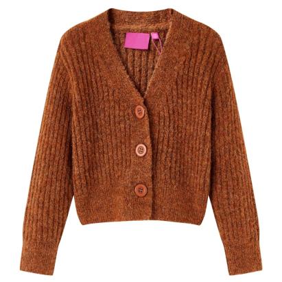 Cardigan tricotat pentru copii, coniac, 128 GartenMobel Dekor