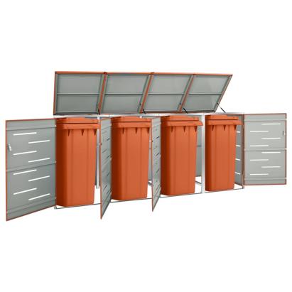 Magazie pentru patru pubele 276,5x77,5x112,5 cm oțel inoxidabil GartenMobel Dekor
