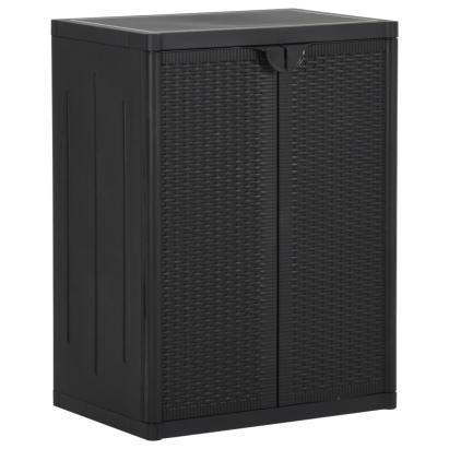 Dulap de depozitare pentru grădină, negru, 65x45x88 cm PP ratan GartenMobel Dekor