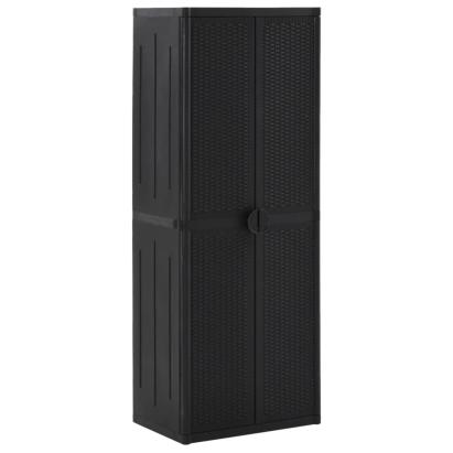 Dulap depozitare de grădină, negru, 65x45x172 cm, PP ratan GartenMobel Dekor