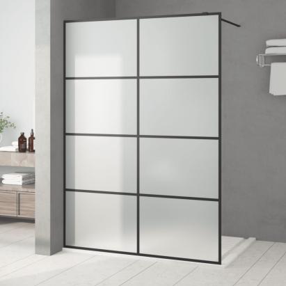 Perete cabină duș walk-in negru 140x195 cm sticlă ESG mată GartenMobel Dekor