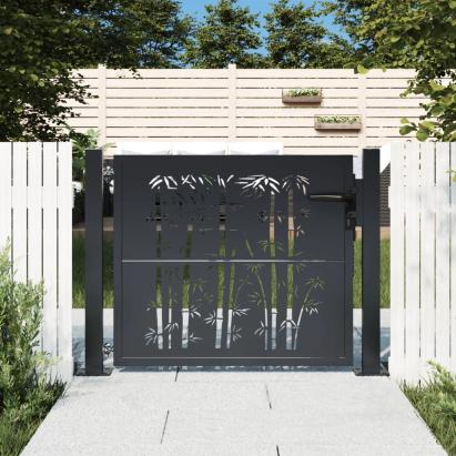 Poartă pentru grădină, antracit, 105x80 cm, oțel, model bambus GartenMobel Dekor