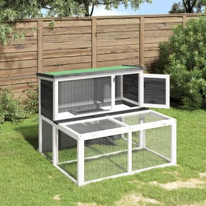 Cușcă pentru iepuri, gri, 102x90x84,5 cm, lemn masiv de pin GartenMobel Dekor