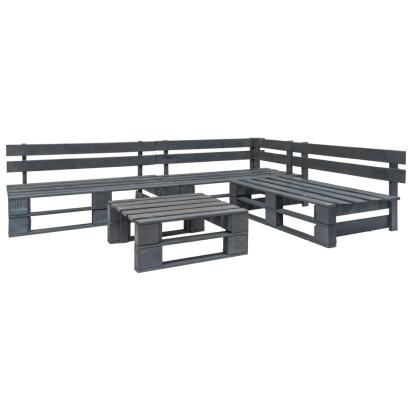 Set mobilier de grădină din paleți, 4 piese, gri, lemn GartenMobel Dekor