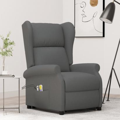 Fotoliu de masaj cu ridicare, gri închis, textil GartenMobel Dekor