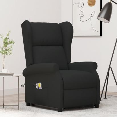 Fotoliu de masaj cu ridicare, negru, material textil GartenMobel Dekor