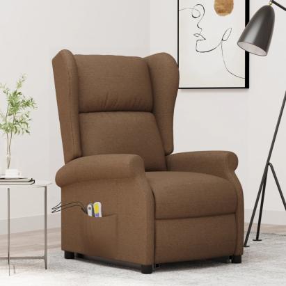 Fotoliu de masaj cu ridicare, maro, material textil GartenMobel Dekor