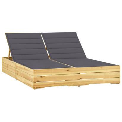 Șezlong dublu cu perne antracit, lemn de pin tratat GartenMobel Dekor