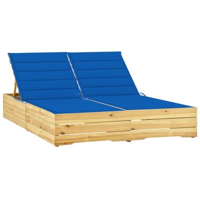 Șezlong dublu și perne albastru regal lemn de pin tratat GartenMobel Dekor