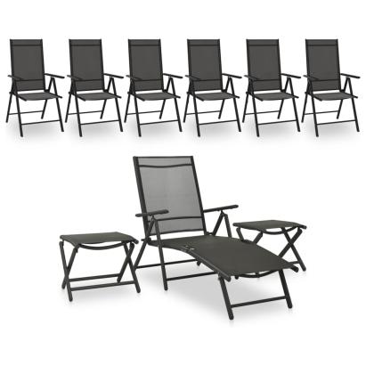 Set mobilier de grădină, 9 piese, negru și antracit GartenMobel Dekor