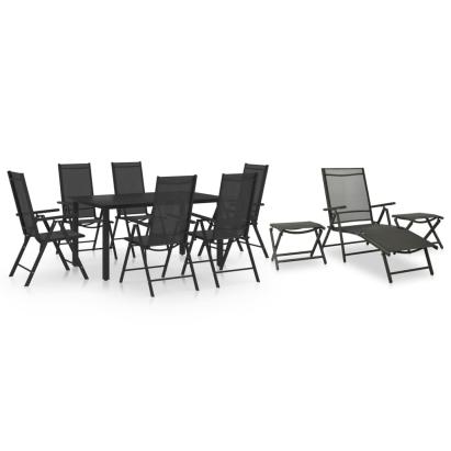 Set mobilier de grădină, 10 piese, negru și antracit GartenMobel Dekor