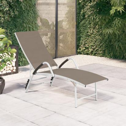 Șezlong, gri taupe, aluminiu și textilenă GartenMobel Dekor