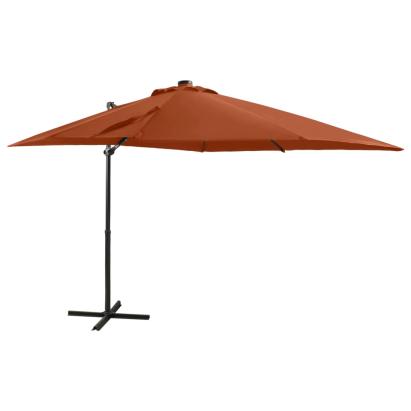 Umbrelă în consolă cu stâlp și LED-uri, cărămiziu, 250 cm GartenMobel Dekor