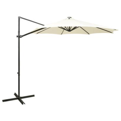 Umbrelă în consolă cu stâlp și LED-uri, nisipiu, 300 cm GartenMobel Dekor