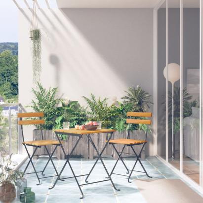 Set mobilier bistro pliabil, 3 piese, lemn masiv de acacia GartenMobel Dekor