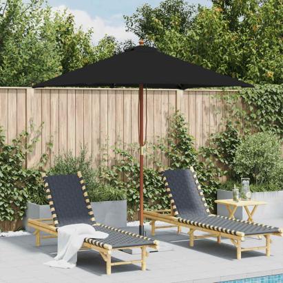 Umbrelă de soare de grădină, stâlp lemn, negru, 150x200 cm GartenMobel Dekor