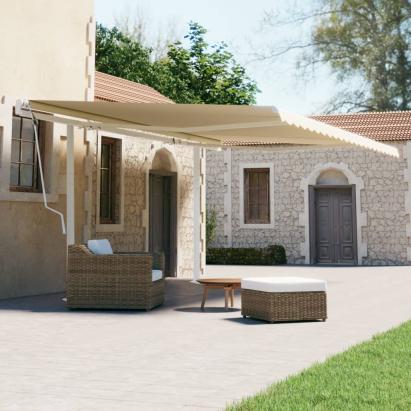Set stâlp pentru copertină, alb, 600x245 cm, fier  GartenMobel Dekor