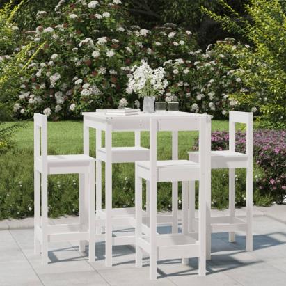 Set mobilier de bar pentru grădină, 5 piese,alb, lemn masiv pin GartenMobel Dekor