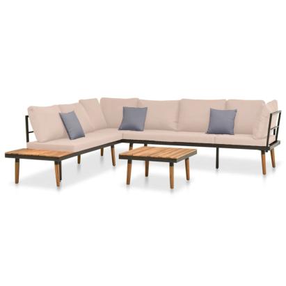 Set mobilier de grădină cu perne, 4 piese, lemn masiv de acacia GartenMobel Dekor