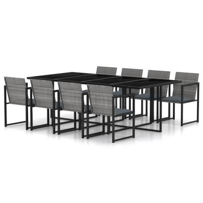 Set mobilier de grădină cu perne, 9 piese, gri, poliratan GartenMobel Dekor