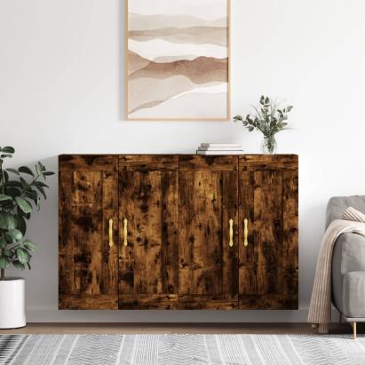 Dulapuri de perete, 2 buc., stejar afumat, lemn prelucrat GartenMobel Dekor