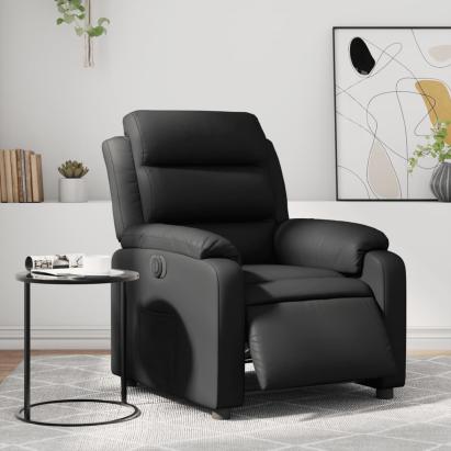 Fotoliu rabatabil electric, negru, piele ecologică GartenMobel Dekor