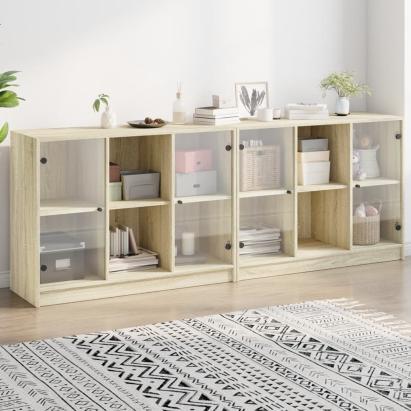 Bibliotecă cu uși stejar sonoma 204x37x75 cm lemn compozit GartenMobel Dekor