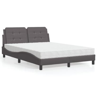 Pat cu saltea, gri, 140x190 cm, piele ecologică GartenMobel Dekor