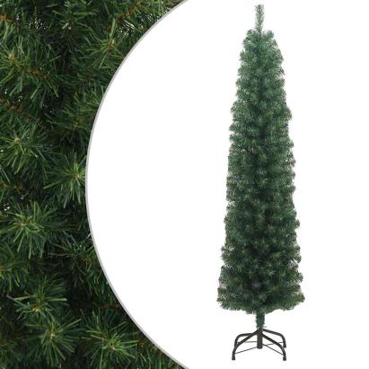 Pom de Crăciun artificial subțire cu suport verde 180 cm PVC GartenMobel Dekor
