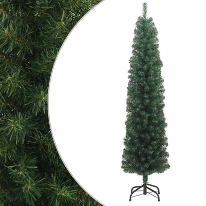 Pom de Crăciun artificial subțire cu suport verde 240 cm PVC GartenMobel Dekor