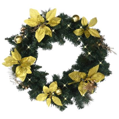 Coroniță de Crăciun cu becuri LED, verde, 60 cm, PVC GartenMobel Dekor