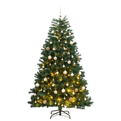 Brad Crăciun artificial articulat cu 300 LED-uri/globuri 210 cm GartenMobel Dekor
