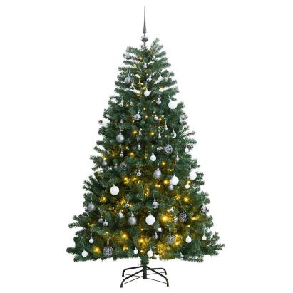 Brad Crăciun artificial articulat cu 300 LED-uri/globuri 180 cm GartenMobel Dekor