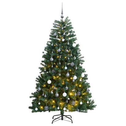 Brad Crăciun artificial articulat cu 300 LED-uri/globuri 210 cm GartenMobel Dekor