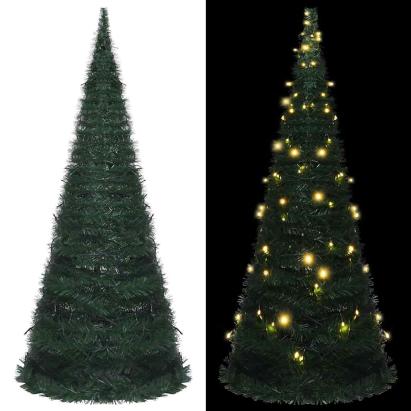 Brad șnur de Crăciun artificial pop-up pre-iluminat verde 210cm GartenMobel Dekor