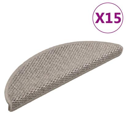 Covorașe scări autoadezive 15 buc argintiu 56x17x3 aspect sisal GartenMobel Dekor