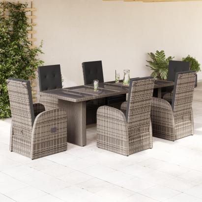 Set mobilier de grădină cu perne, 7 piese, gri, poliratan GartenMobel Dekor