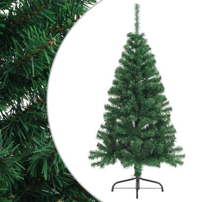 Brad de Crăciun artificial jumătate cu suport verde 120 cm PVC GartenMobel Dekor