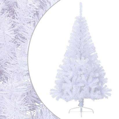 Jumătate brad de Crăciun cu suport, alb, 120 cm, PVC GartenMobel Dekor