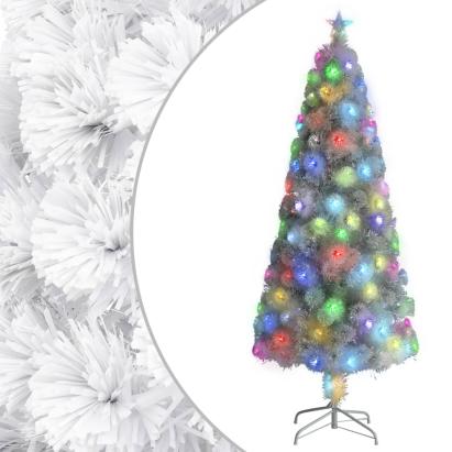 Brad de Crăciun artificial pre-iluminat alb 240 cm fibră optică GartenMobel Dekor