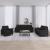 Set de canapele cu perne, 3 piese, negru, textil GartenMobel Dekor