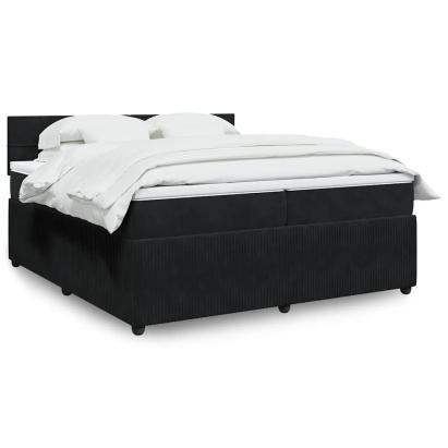 Pat box spring cu saltea, negru, 200x200 cm, catifea GartenMobel Dekor